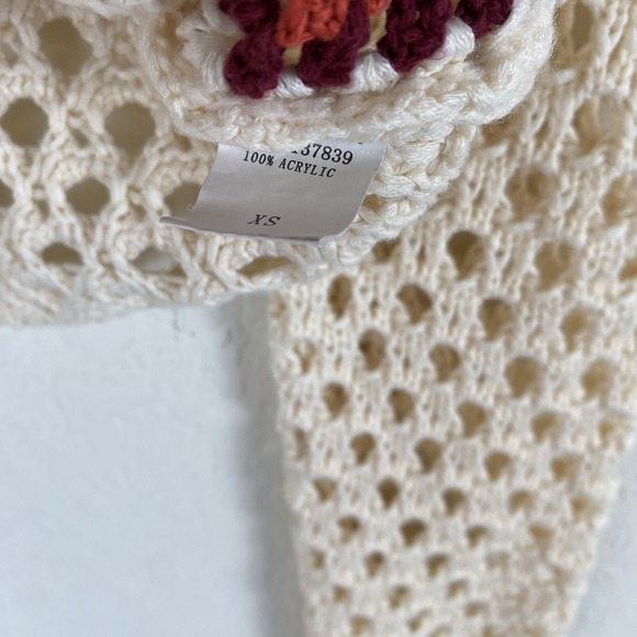 Debut XS Granny Square Cardigan Cropped Cottagecore Boho Crochet Y2k Festival - Picture 3 of 4